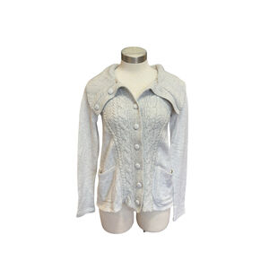 Anthropologie Saturday Sunday Womens Cardigan Button Front Grey Wool Cotton Sz M